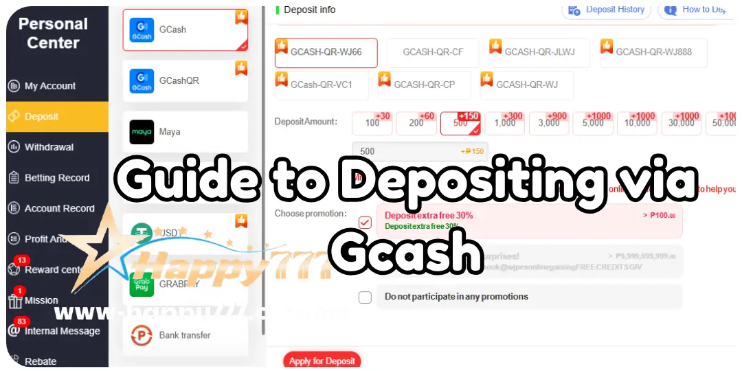 Guide to Depositing via Gcash happy777